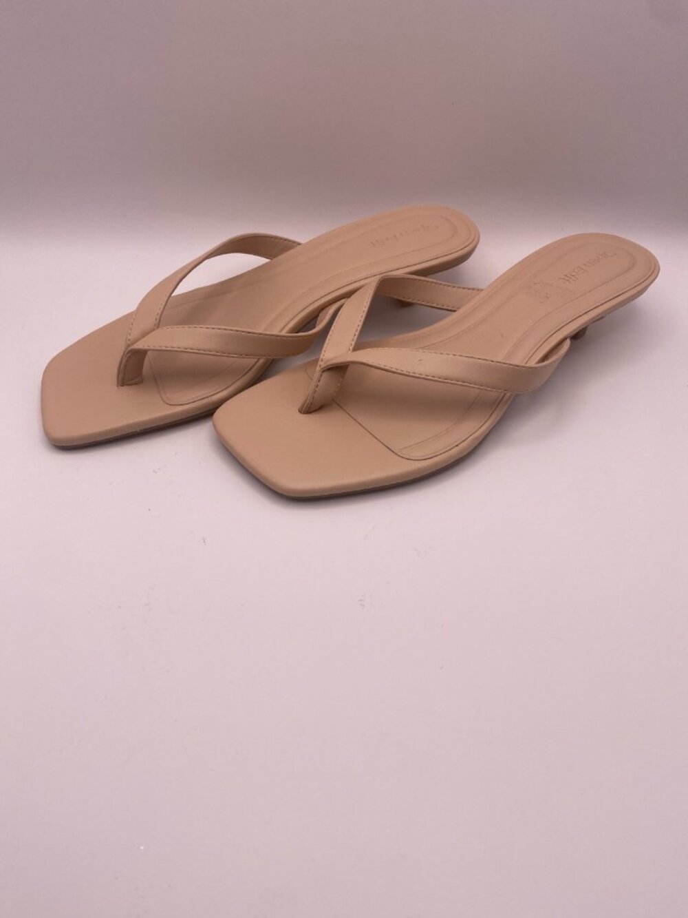 OPEN EDIT Womens Tori Kitten Heel Sandal In Tan Cream Sz 7.5